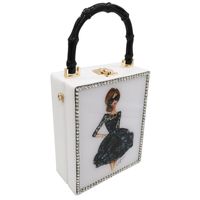 New Fashion Pu Box Bag Printed Pattern Handbag Acrylic Female Bag Wholesale main image 6