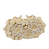 New Fashion Dinner Bag Metal Diamond Banquet Bag Flower Clutch Bag Chain Bag Party Evening Bag main image 3