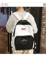 New Fashion Hit Color Embroidery Smiley Shoulder Bag Retro Sense Student Campus Backpack Wholesale sku image 1