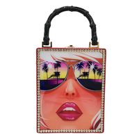 New Fashion Pu Box Bag Printed Pattern Handbag Acrylic Female Bag Wholesale sku image 1