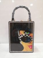 New Fashion Pu Box Bag Printed Pattern Handbag Acrylic Female Bag Wholesale sku image 5