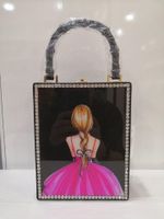 New Fashion Pu Box Bag Printed Pattern Handbag Acrylic Female Bag Wholesale sku image 6