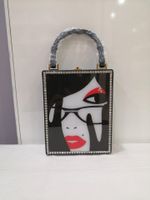 New Fashion Pu Box Bag Printed Pattern Handbag Acrylic Female Bag Wholesale sku image 7