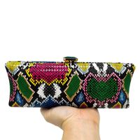 New Fashion Dinner Bag Colorful Snake Pattern Pu Female Bag Banquet Evening Bag Party Clutch main image 3