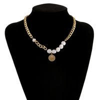 New Fashion Simple Chain Retro Pearl Coin Necklace Bracelet Set Wholesale main image 3