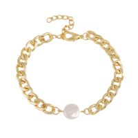 New Fashion Simple Chain Retro Pearl Coin Necklace Bracelet Set Wholesale main image 4