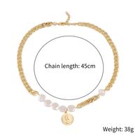 New Fashion Simple Chain Retro Pearl Coin Necklace Bracelet Set Wholesale main image 6