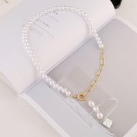 Korean New Fashion Asymmetrical Alloy Pearl Necklace Fashion Simple Retro Pendant Wholesale main image 4