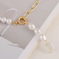 Korean New Fashion Asymmetrical Alloy Pearl Necklace Fashion Simple Retro Pendant Wholesale main image 5