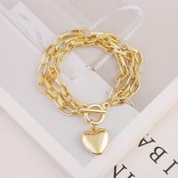 New Fashion Multi-layer Chain Heart Hanging Bracelet Electroplated Alloy Bracelet Heart-shaped Jewelry main image 4