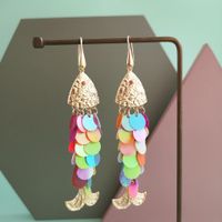 New Round Sequins Color Shell Fish Scale Fish Earrings Fashion Earrings For Women Wholesale main image 5