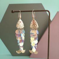New Round Sequins Color Shell Fish Scale Fish Earrings Fashion Earrings For Women Wholesale main image 4