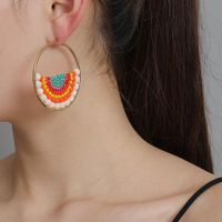 New Fashion Bohemian Bead Earrings Beaded Wrapped Color Stud Earrings For Women Wholesale main image 1