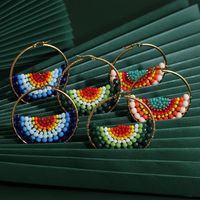 New Fashion Bohemian Bead Earrings Beaded Wrapped Color Stud Earrings For Women Wholesale main image 6