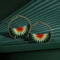 New Fashion Bohemian Bead Earrings Beaded Wrapped Color Stud Earrings For Women Wholesale main image 5