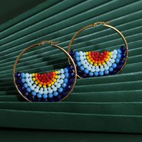 New Fashion Bohemian Bead Earrings Beaded Wrapped Color Stud Earrings For Women Wholesale main image 4