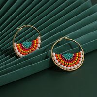 New Fashion Bohemian Bead Earrings Beaded Wrapped Color Stud Earrings For Women Wholesale main image 3