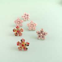New Fashion Flowers Simple Diamond Earrings For Women Wholesale main image 1