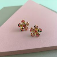 New Fashion Flowers Simple Diamond Earrings For Women Wholesale main image 4