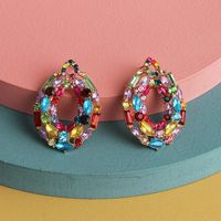New Fashion Exaggerated Geometric Round Earrings Fashion Glass Full Diamond Color Earrings For Women Wholesale main image 3