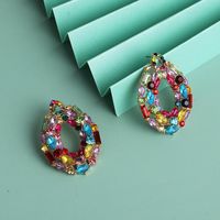 New Fashion Exaggerated Geometric Round Earrings Fashion Glass Full Diamond Color Earrings For Women Wholesale main image 5