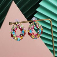 New Fashion Exaggerated Geometric Round Earrings Fashion Glass Full Diamond Color Earrings For Women Wholesale main image 6