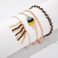 Korean New Fashion Foot Jewelry Color Dripping Oil Fish Anklet Summer Braided Black Anklet Wholesale main image 5