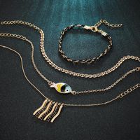 Korean New Fashion Foot Jewelry Color Dripping Oil Fish Anklet Summer Braided Black Anklet Wholesale main image 4