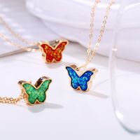 New Multicolor Butterfly Necklace Creative Retro Simple Color Alloy Clavicle Chain main image 6