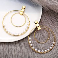 New Size Circle Winding Pearl Ear Ring Creative Retro Simple Gold Earrings For Women Wholesale main image 1