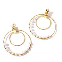 New Size Circle Winding Pearl Ear Ring Creative Retro Simple Gold Earrings For Women Wholesale main image 5