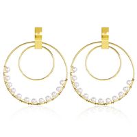 New Size Circle Winding Pearl Ear Ring Creative Retro Simple Gold Earrings For Women Wholesale main image 6