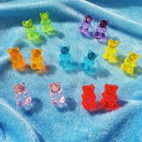 New Jelly Bear Candy Color Earrings Creative Retro Simple Solid Color Earrings For Women Wholesale main image 2