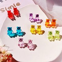 New Jelly Bear Candy Color Earrings Creative Retro Simple Solid Color Earrings For Women Wholesale main image 3