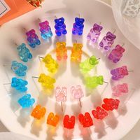 New Jelly Bear Candy Color Earrings Creative Retro Simple Solid Color Earrings For Women Wholesale main image 4