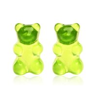New Jelly Bear Candy Color Earrings Creative Retro Simple Solid Color Earrings For Women Wholesale main image 5