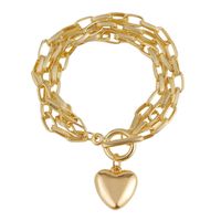 New Fashion Multi-layer Chain Heart Hanging Bracelet Electroplated Alloy Bracelet Heart-shaped Jewelry sku image 1