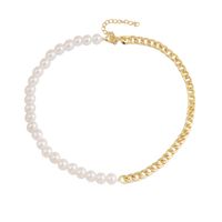 New Fashion Simple Chain Retro Pearl Necklace Bracelet Set Wholesale sku image 2