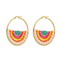 New Fashion Bohemian Bead Earrings Beaded Wrapped Color Stud Earrings For Women Wholesale sku image 2