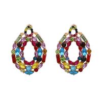 New Fashion Exaggerated Geometric Round Earrings Fashion Glass Full Diamond Color Earrings For Women Wholesale sku image 1
