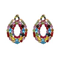 54035 Européen Et Américain Exagérée Géométrique Ronde Boucles D'oreilles De Femmes De Mode Haut De Gamme De Luxe En Verre Plein De Diamants Couleur Boucles D'oreilles Commerce Extérieur sku image 1