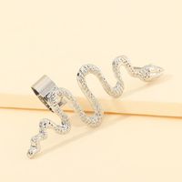 New Retro Fashion Snake-shaped Earrings Texture Silver Diamond Curved Earrings For Women Wholesale sku image 1