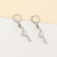 New Retro Fashion Snake-shaped Earrings Texture Silver Diamond Curved Earrings For Women Wholesale sku image 4