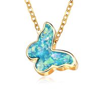 New Multicolor Butterfly Necklace Creative Retro Simple Color Alloy Clavicle Chain sku image 4