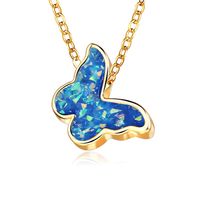 New Multicolor Butterfly Necklace Creative Retro Simple Color Alloy Clavicle Chain sku image 5