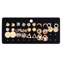 New Moon Flower Rhinestone Earrings Set 14 Pairs Of Creative Retro Small Daisy Earrings For Women Wholesale sku image 2
