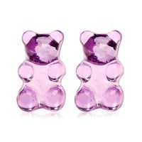 New Jelly Bear Candy Color Earrings Creative Retro Simple Solid Color Earrings For Women Wholesale sku image 3