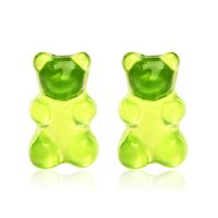 New Jelly Bear Candy Color Earrings Creative Retro Simple Solid Color Earrings For Women Wholesale sku image 6