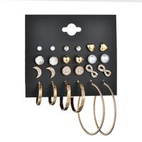 New 12 Pairs Of Stars And Moon Small 8-character Earrings And Earrings Combination Set main image 4