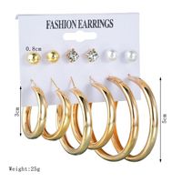 New Fashion Rhinestone Pearl Large Hoop Earrings 6 Piece Set Fashion Exaggerated Earrings Set Wholesale main image 3